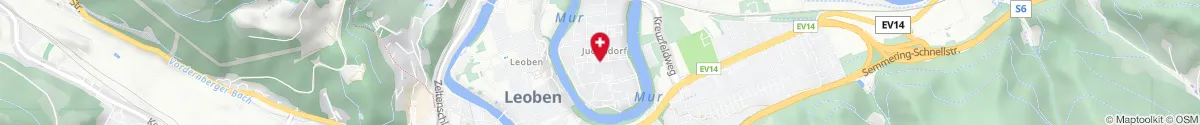 Kartendarstellung des Standorts für Glück-Auf-Apotheke in 8700 Leoben-Judendorf